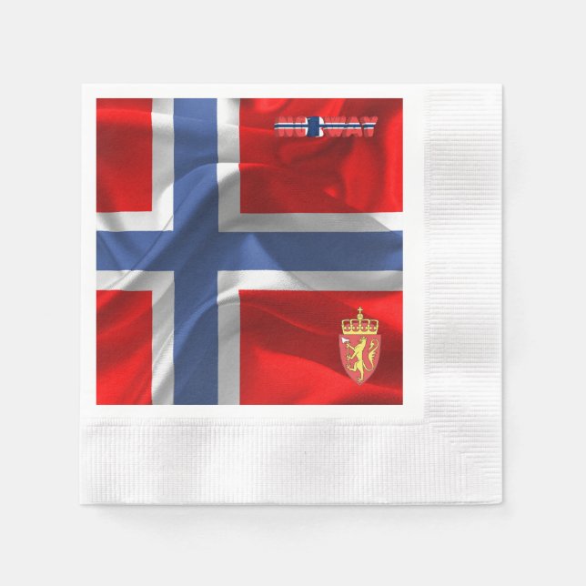 Norwegian flag-coat of arms napkin (Front)