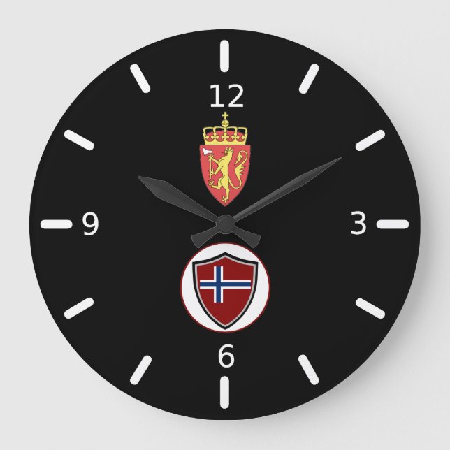 Norwegian flag-emblem large clock (Front)