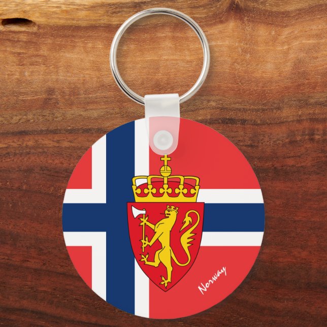 Norwegian flag, emblem & Norway holiday / sports Key Ring (Front)