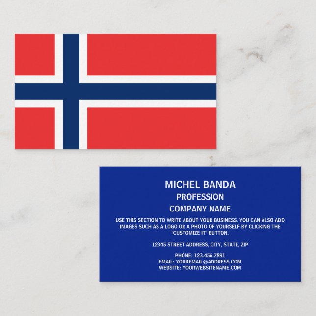 Norwegian Flag, Flag of Norway Business Card (Front/Back)