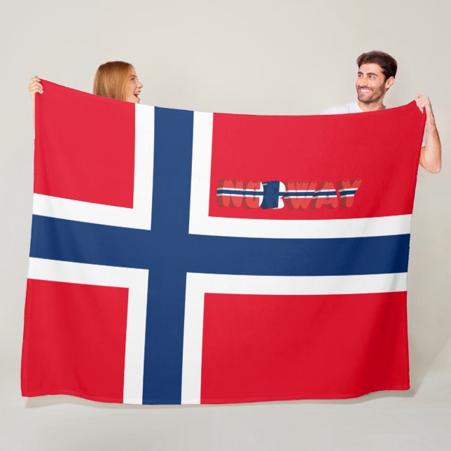 Norwegian flag fleece blanket (In Situ)