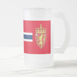 Norwegian flag frosted glass beer mug