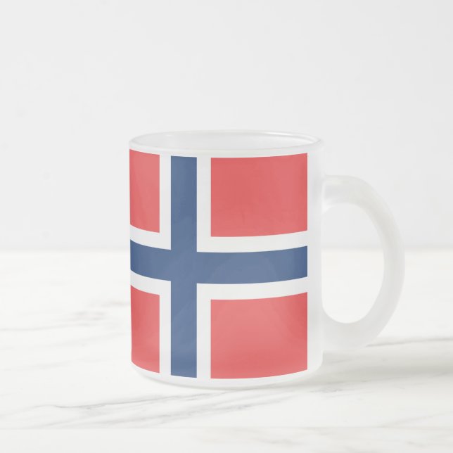 Norwegian flag frosted glass coffee mug (Right)