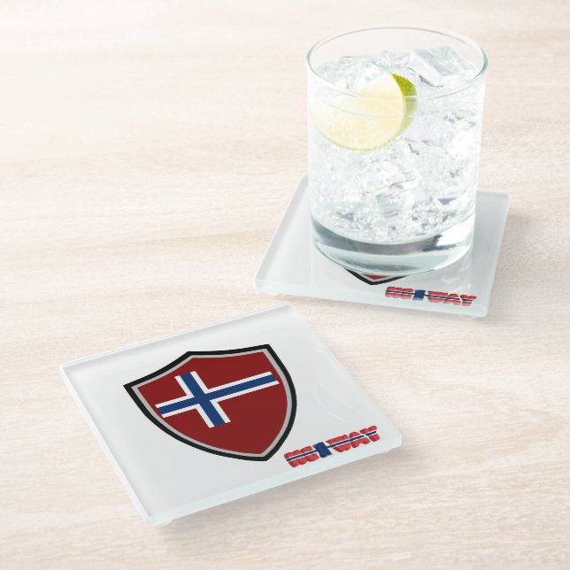 Norwegian flag glass coaster (Angled)