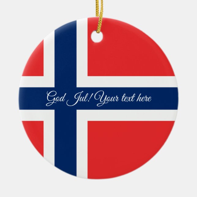 Norwegian flag God Jul Christmas tree ornament (Front)