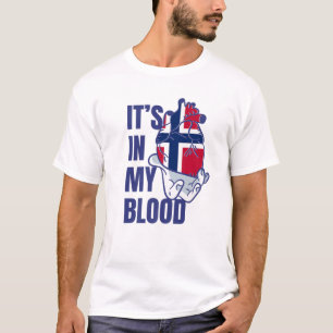 Norwegian Flag Heart Blood Veins Hand Norway T-Shirt