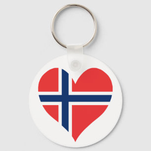 Norwegian Flag Heart Key Ring