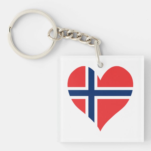 Norwegian Flag Heart Key Ring (Front)