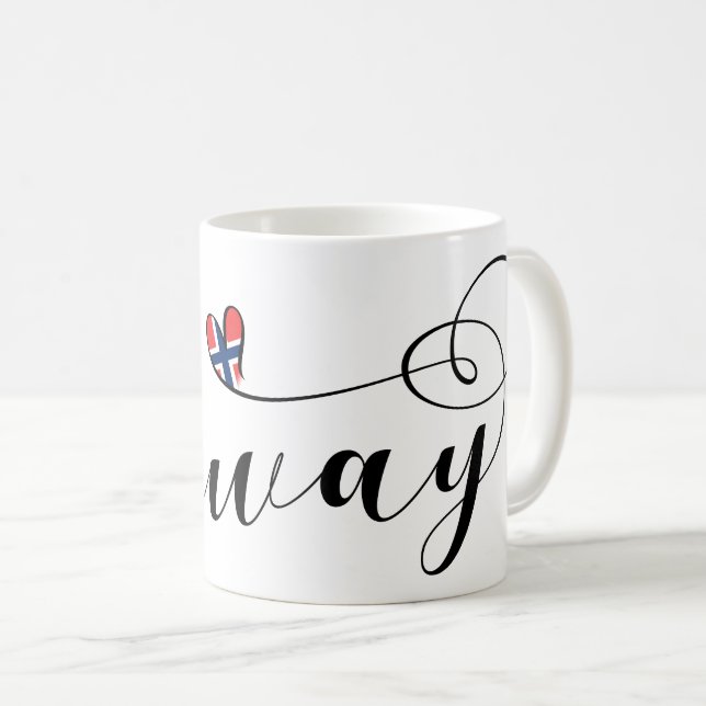 Norwegian Flag Heart, Norway Coffee Mug (Front Right)