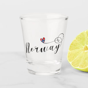 Norwegian Flag Heart, Norway Shot Glass