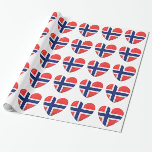 Norwegian Flag Heart of Norway Scandinavian Wrapping Paper