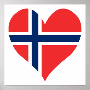 Norwegian Flag Heart Poster
