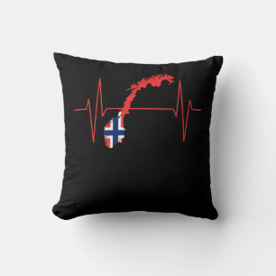 Norwegian Flag Heartbeat Cushion