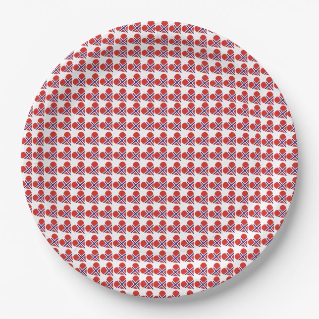 Norwegian flag hearts paper plate (Front)