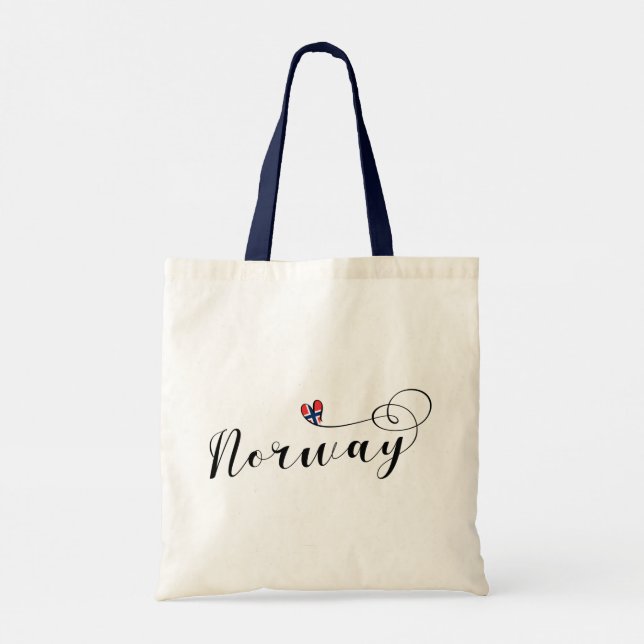 Norwegian Flag in Heart, Norway Large Tote Bag (Back)