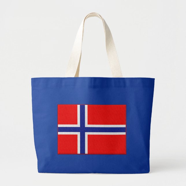 Norwegian Flag in Red and Blue Large Tote Bag (Front)