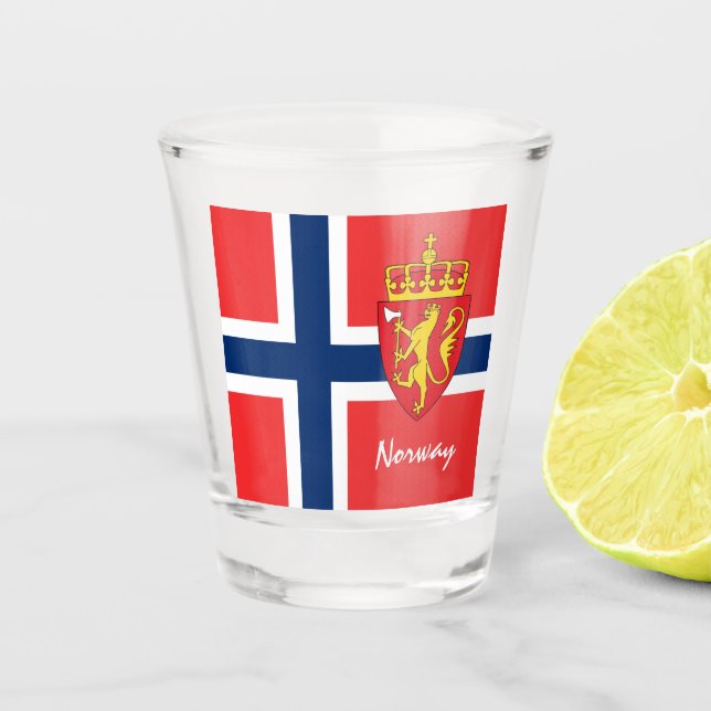 Norwegian Flag & Norway country patriot /sports Sh Shot Glass (Front)