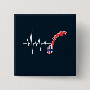 Norwegian Flag Norway Flag Norge Heartbeat 15 Cm Square Badge