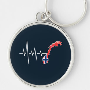 Norwegian Flag Norway Flag Norge Heartbeat Key Ring