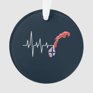 Norwegian Flag Norway Flag Norge Heartbeat Ornament