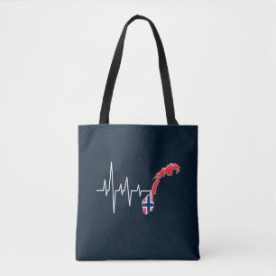 Norwegian Flag Norway Flag Norge Heartbeat Tote Bag