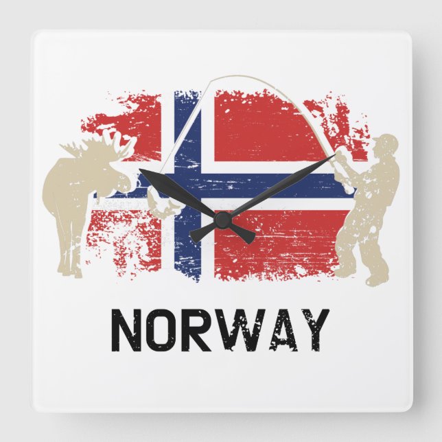Norwegian Flag Norway Flag Square Wall Clock (Front)
