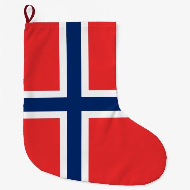 Norwegian Flag (Norway) Large Christmas Stocking (Front)