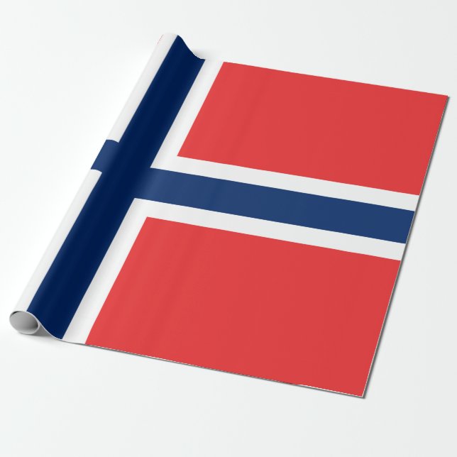 Norwegian Flag (Norway) Wrapping Paper (Unrolled)