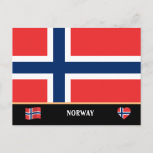 Norwegian Flag & Norwegian country travel / Norway Postcard