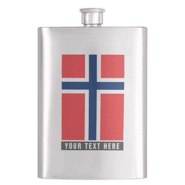 Norwegian flag of Norway custom drink flask gift (Front)