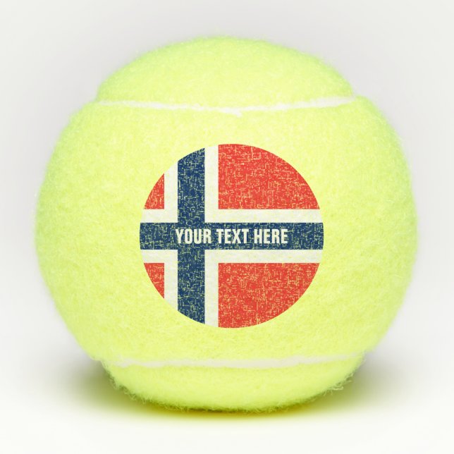 Norwegian flag of Norway custom printed yellow Tennis Balls (Front)