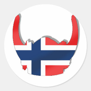 Norwegian flag of Norway viking helmet Classic Round Sticker