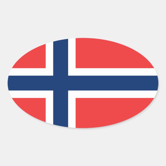 Norwegian flag oval car stickers | Flag of Norway (Front)