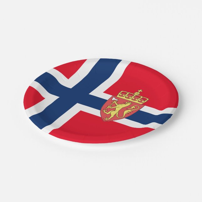 Norwegian flag paper plate (Angled)