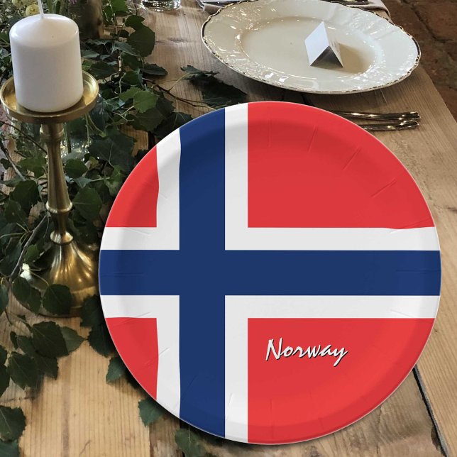Norwegian Flag plates, party, sports, Norway Paper Plate (Creator Uploaded)