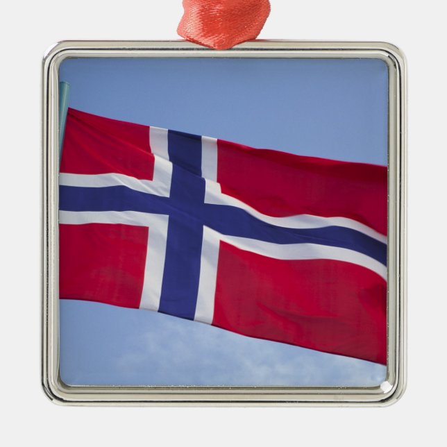 Norwegian flag RF) Metal Tree Decoration (Front)
