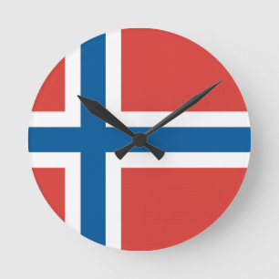 Norwegian Flag Round Clock