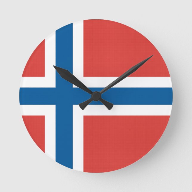 Norwegian Flag Round Clock (Front)