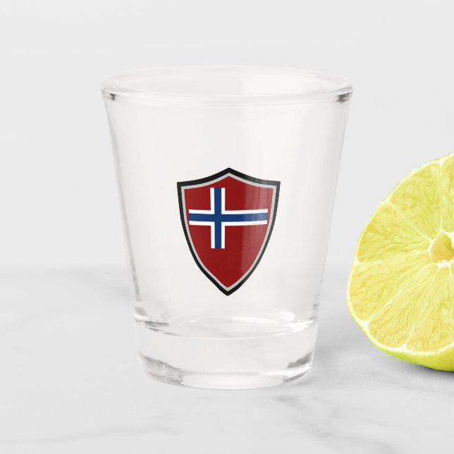 Norwegian flag shot glass (Front)