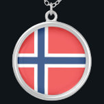 Norwegian Flag Silver Plated Necklace<br><div class="desc">Red,  white and blue cross pattern based on Norway's flag.</div>