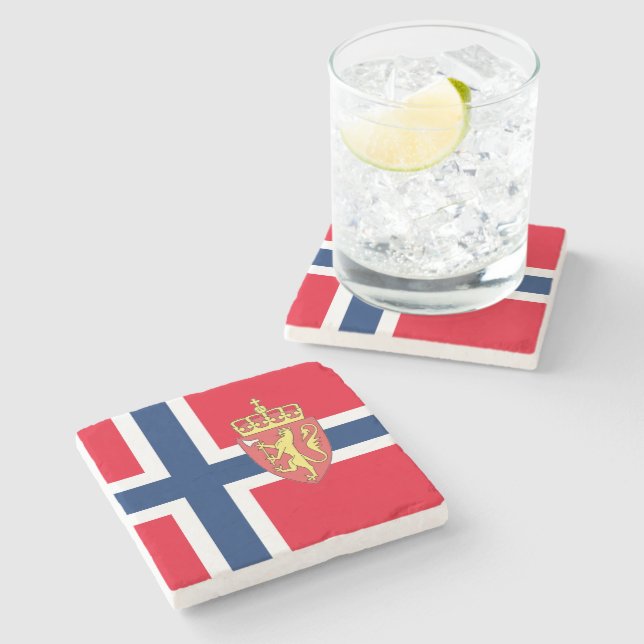 Norwegian flag stone coaster (Side)