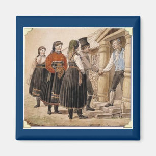 Norwegian Folk Costumes from Telemark Region Magnet