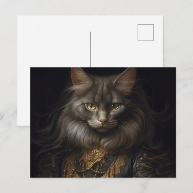 Norwegian Forest black Cat Postcard (Front/Back)