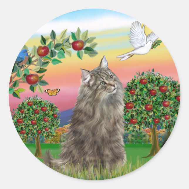 Norwegian Forest Cat - Bright Country Classic Round Sticker (Front)
