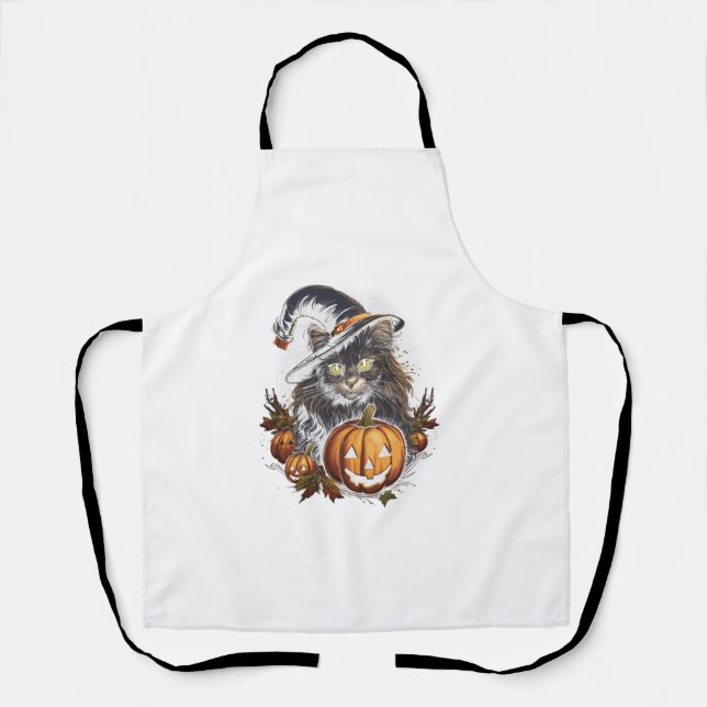 Norwegian Forest Cat Cat Halloween Graphic Tees fo Apron (Front)