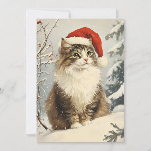 Norwegian forest cat christmas  holiday card