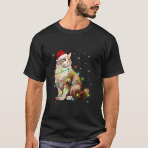 Norwegian Forest Cat Christmas Lights Xmas Cat Lov T-Shirt