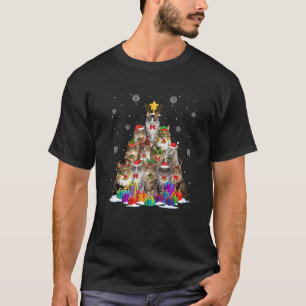 Norwegian Forest Cat Christmas Tree Cat  Xmas Sant T-Shirt