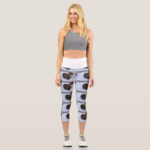 norwegian forest cat in snow capri leggings