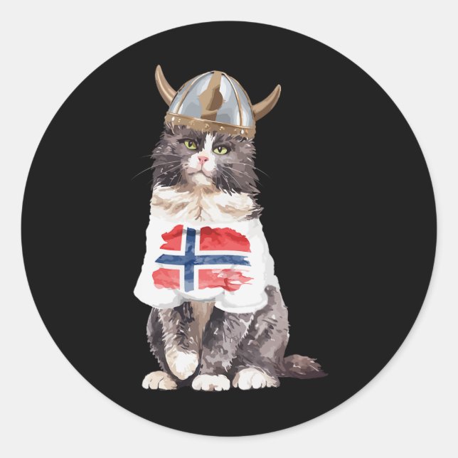 Norwegian Forest Cat Norway Flag  Classic Round Sticker (Front)